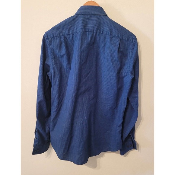 Ben Sherman Tailoring Dress Shirt Skinny Fit Blue Black Navy 15.5 34/35 EUC - Picture 2 of 5